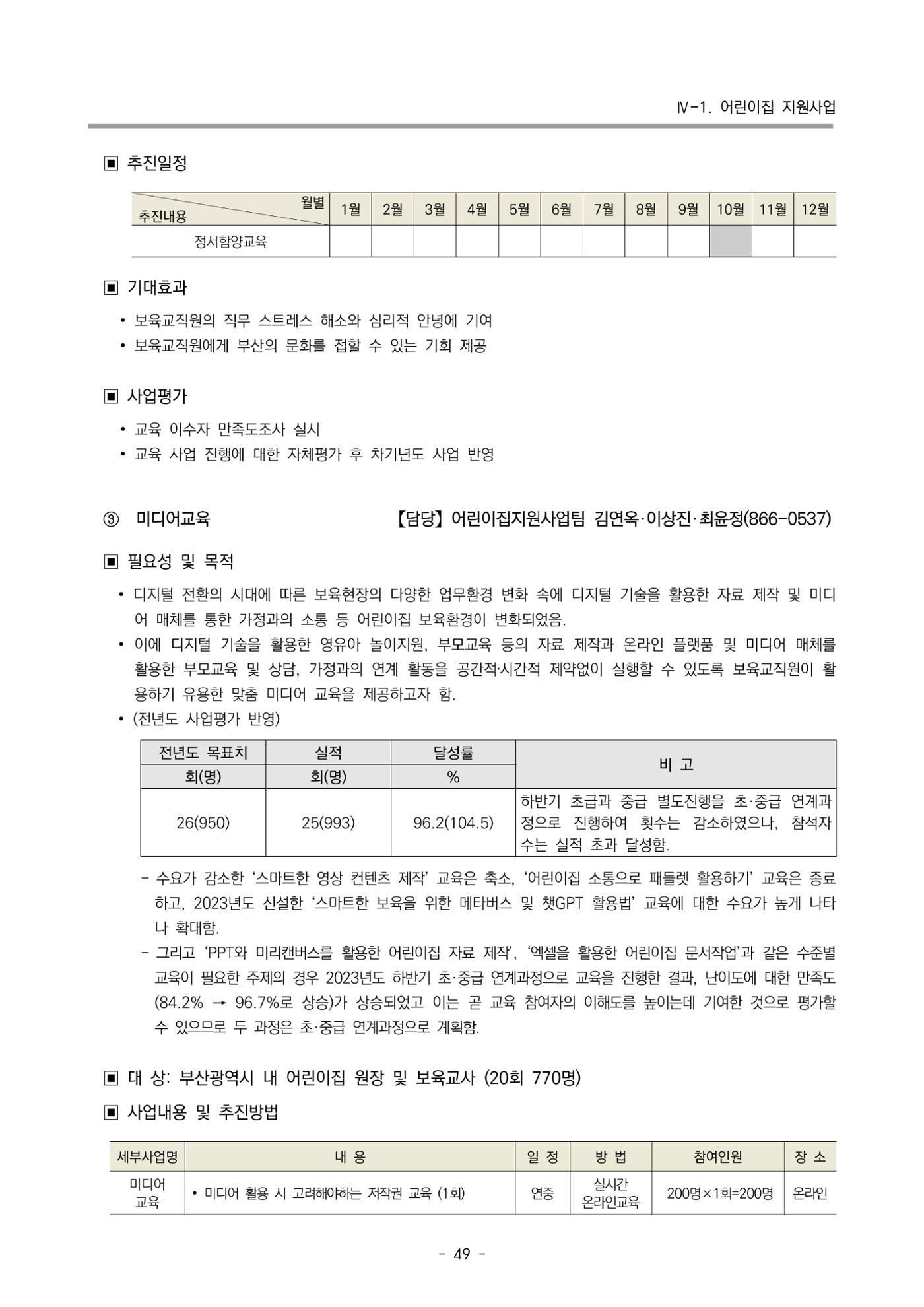 2024 부산광역시육아종합지원센터 변경사업계획(안) 50페이지