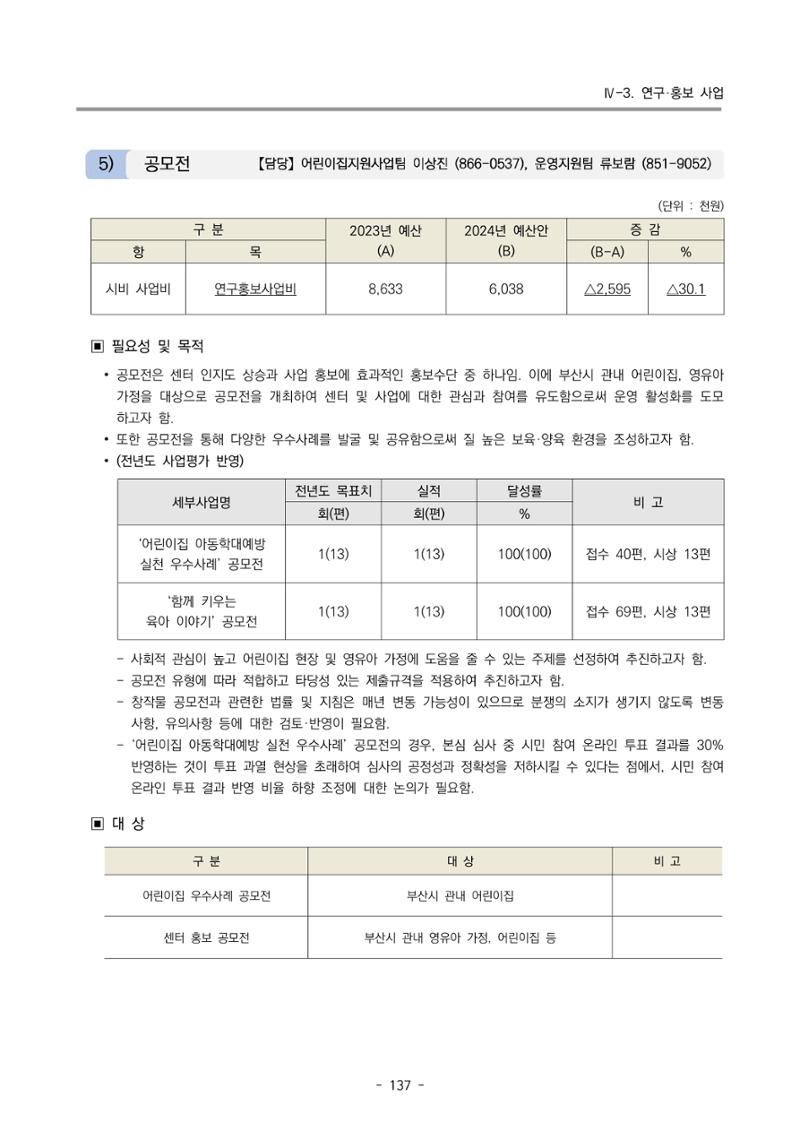 2024 부산광역시육아종합지원센터 변경사업계획(안) 138페이지