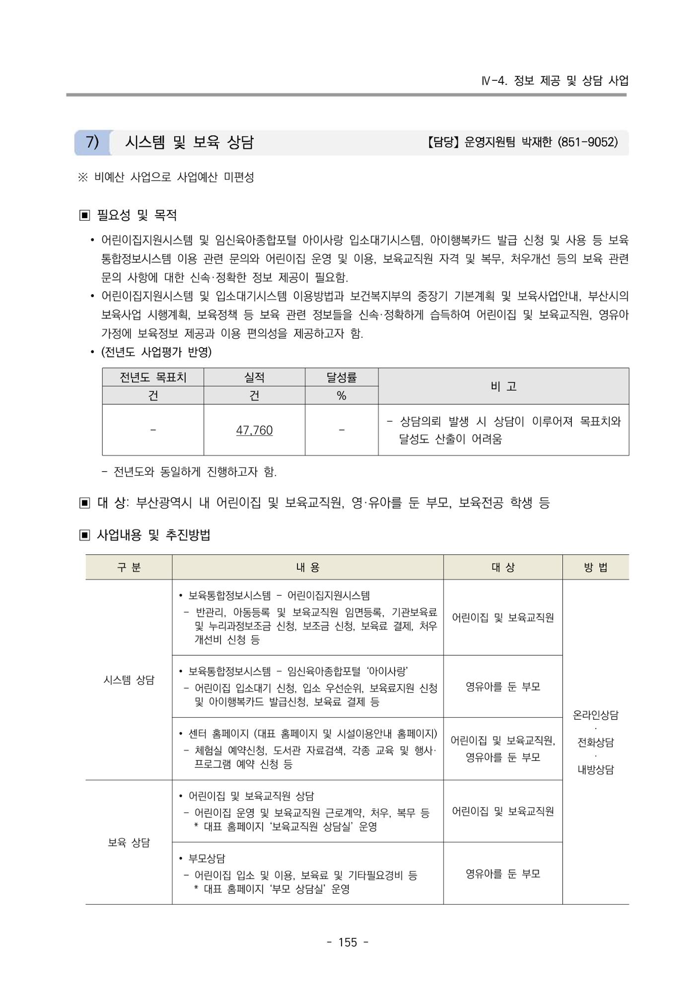 2024 부산광역시육아종합지원센터 변경사업계획(안) 156페이지