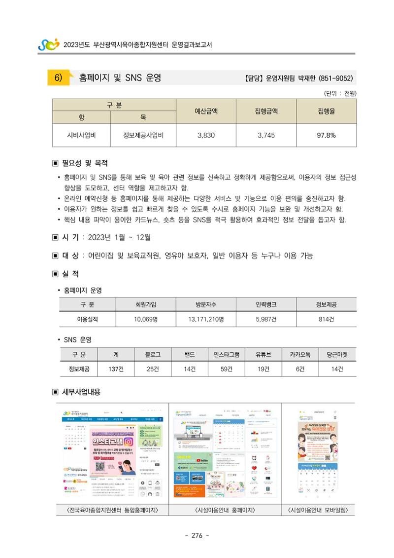 2023 부산광역시육아종합지원센터 운영결과보고서 277페이지