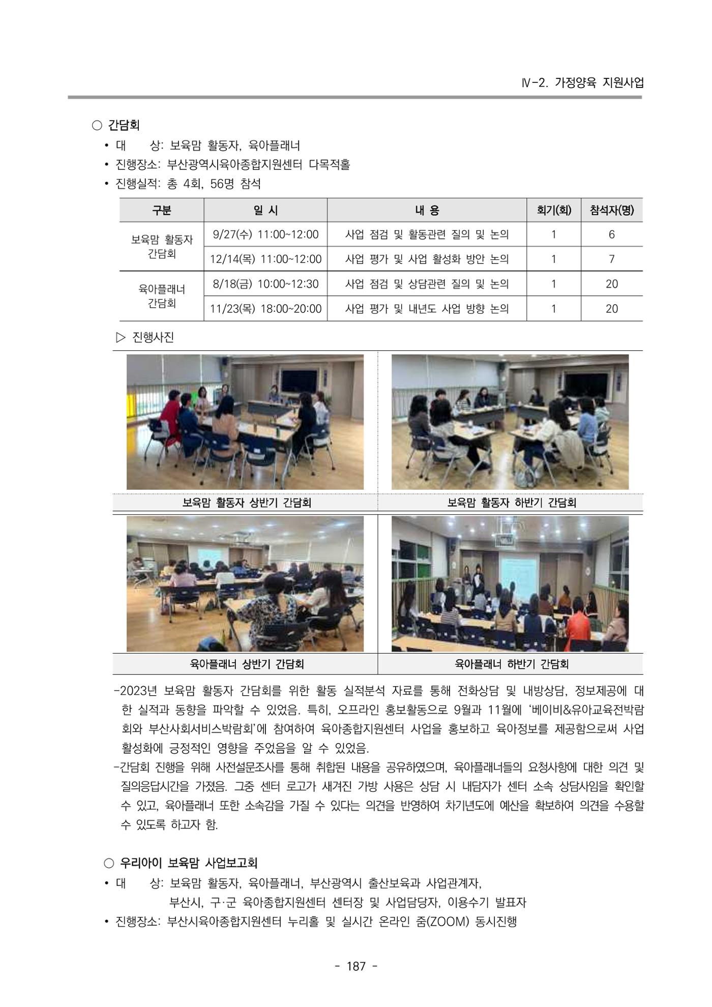 2023 부산광역시육아종합지원센터 운영결과보고서 188페이지