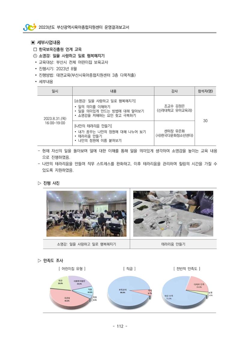 2023 부산광역시육아종합지원센터 운영결과보고서 113페이지