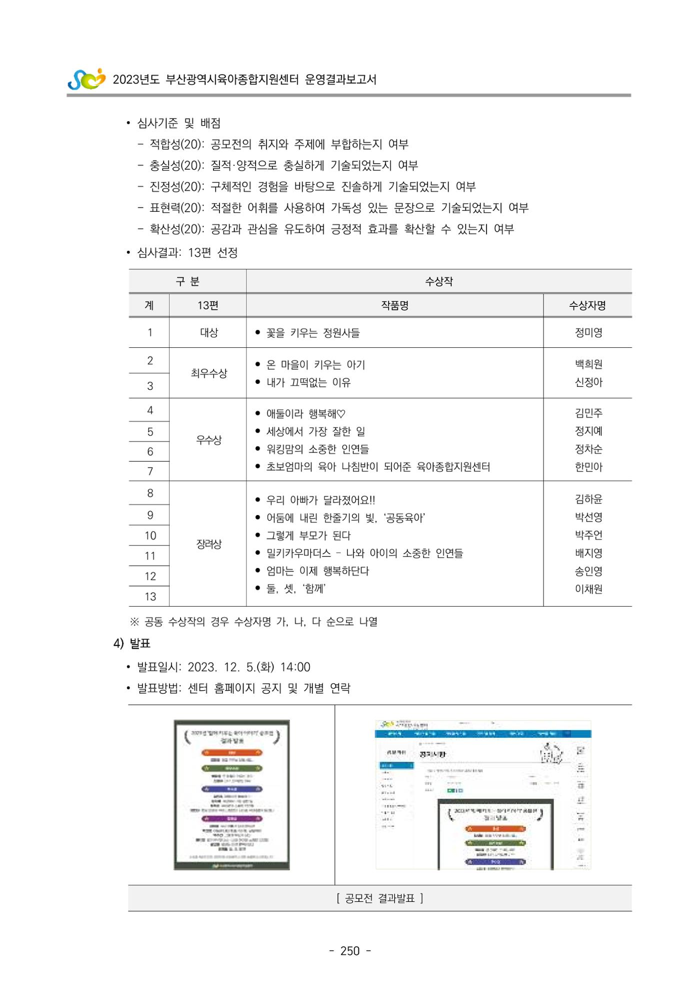 2023 부산광역시육아종합지원센터 운영결과보고서 251페이지