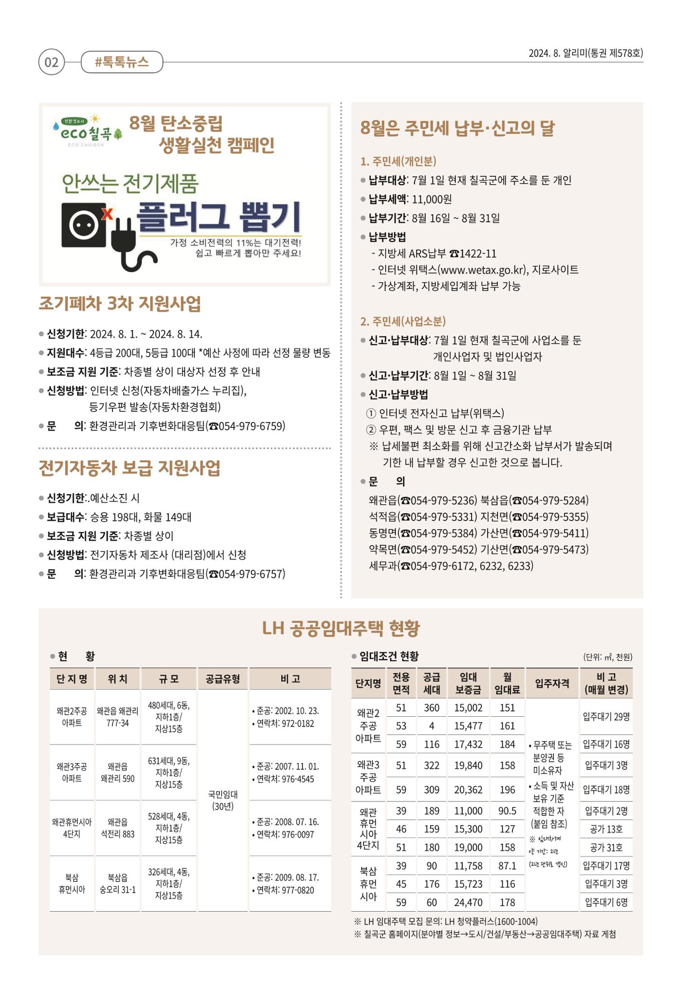 [희망칠곡] 2024년 8월호 알리미 2페이지