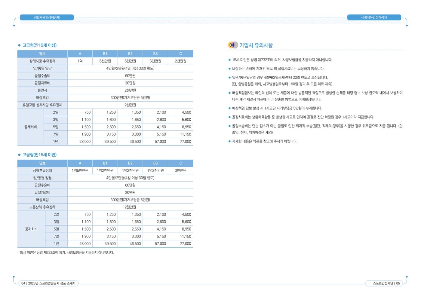 스포츠안전보험 상품소개서 4페이지