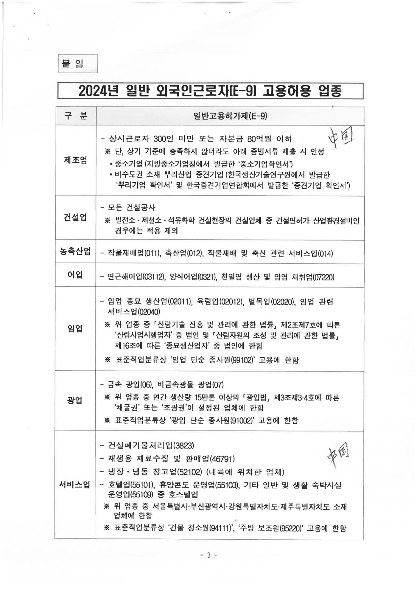 E9 외국인 근로자 신청 접수  3페이지