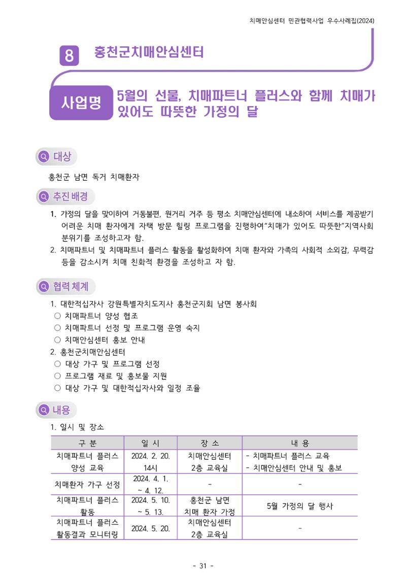 2024년 강원특별자치도 치매안심센터 민관협력사업 사례모음집 32페이지