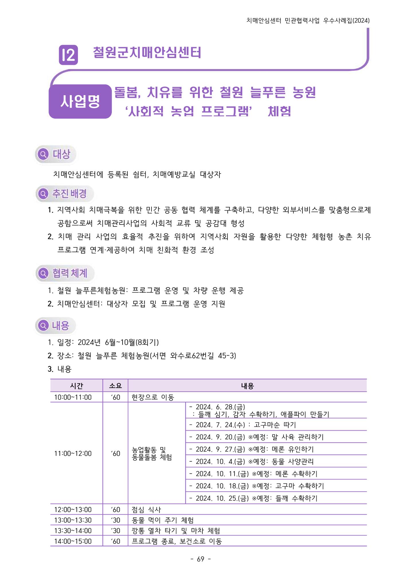 2024년 강원특별자치도 치매안심센터 민관협력사업 사례모음집 70페이지