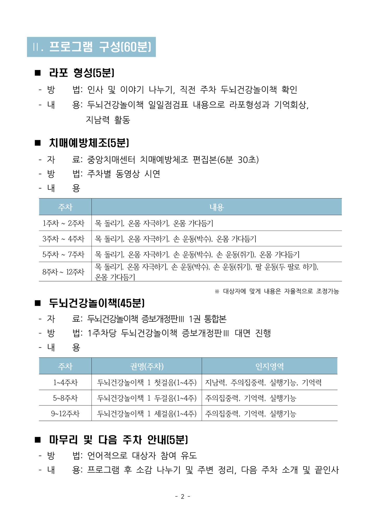 두뇌건강놀이책1(증보개정판) 진행자 매뉴얼 4페이지