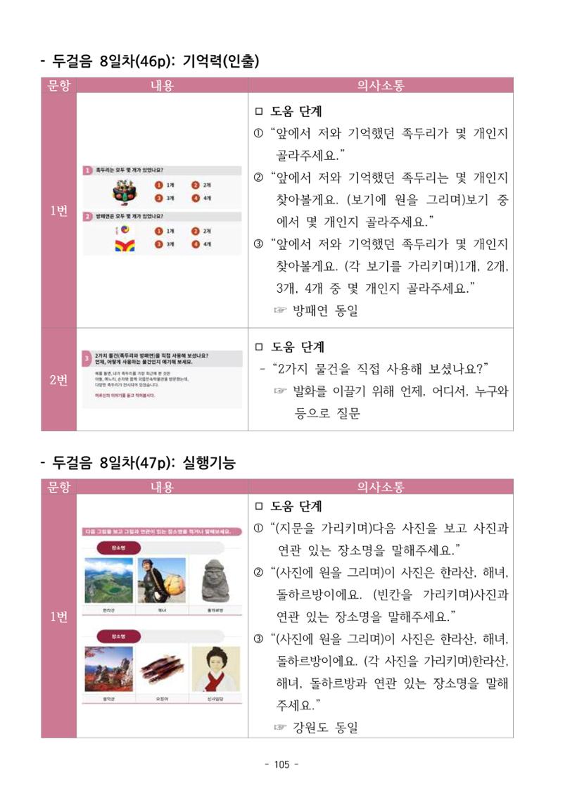 두뇌건강놀이책1(증보개정판) 진행자 매뉴얼 107페이지