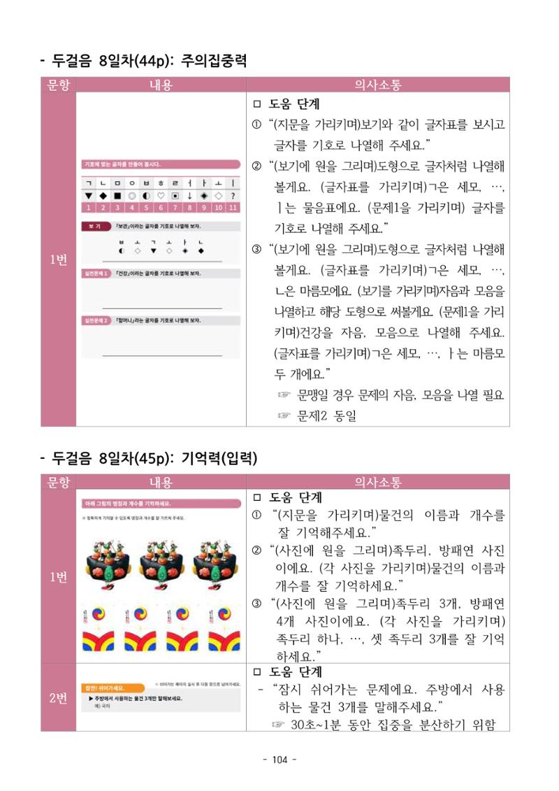 두뇌건강놀이책1(증보개정판) 진행자 매뉴얼 106페이지
