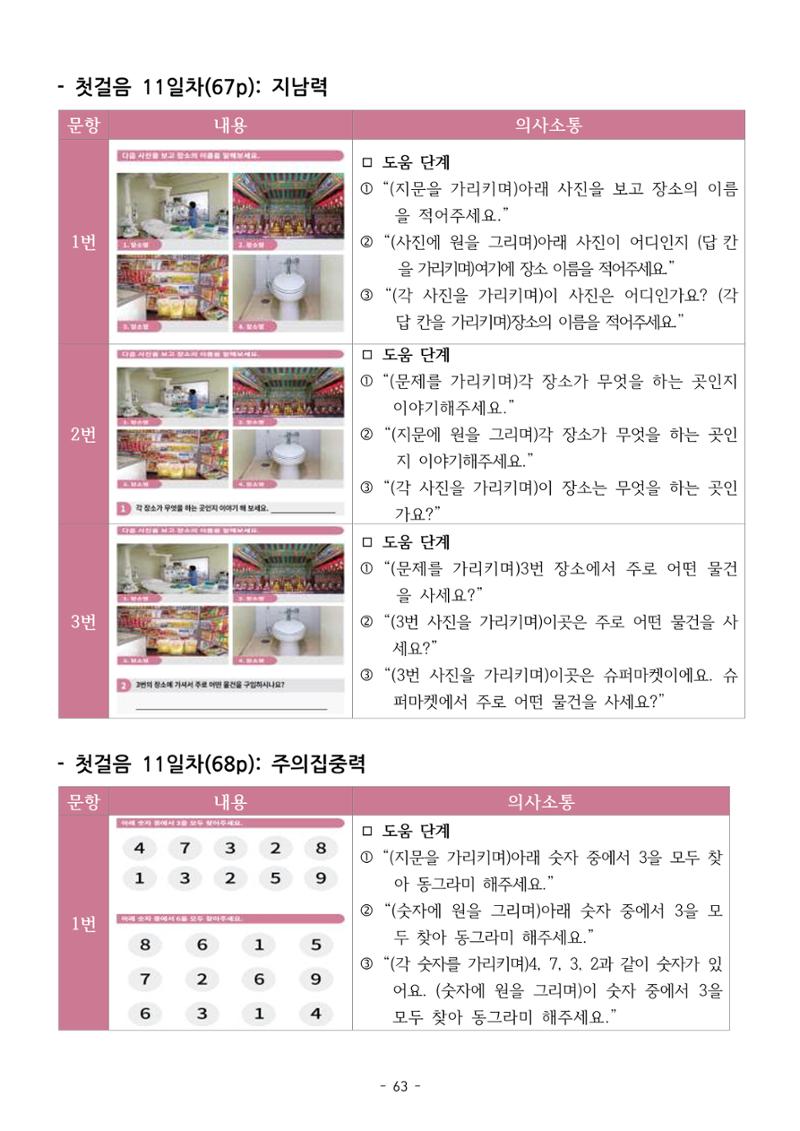 두뇌건강놀이책1(증보개정판) 진행자 매뉴얼 65페이지