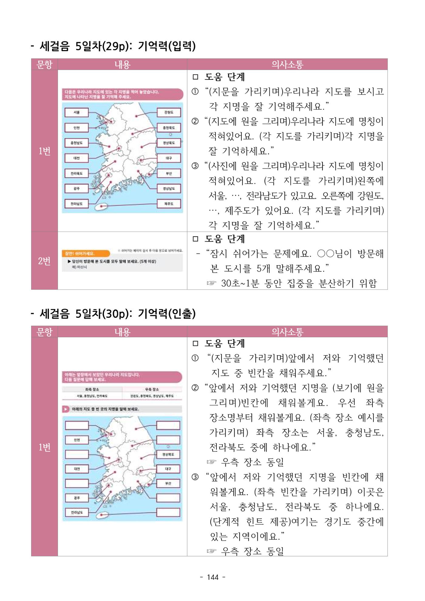 두뇌건강놀이책1(증보개정판) 진행자 매뉴얼 146페이지
