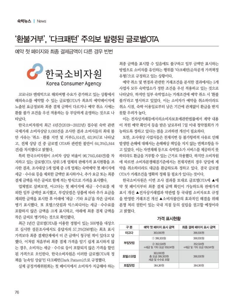 숙박매거진 2023. 09. 77페이지