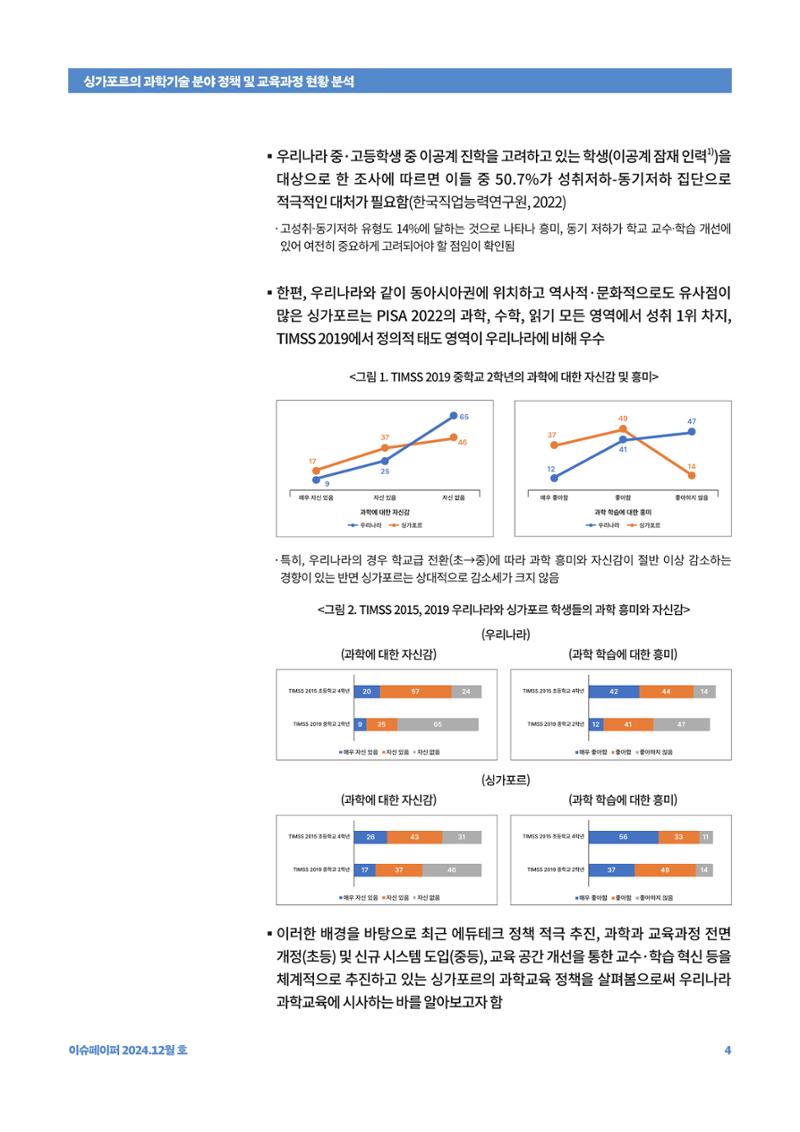 이슈페이퍼_싱가포르의 과학기술 분야 정책 및 교육과정 현황 분석 4페이지