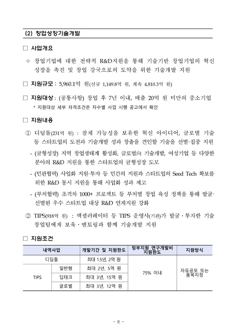 2025년 중소기업 기술개발 지원사업 통합공고 8페이지
