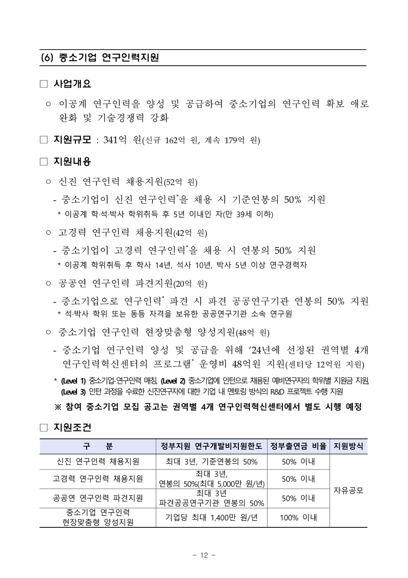 2025년 중소기업 기술개발 지원사업 통합공고 12페이지