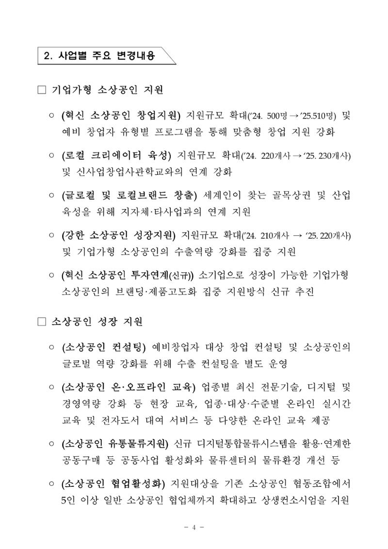 2025년 소상공인 지원사업 통합 공고 4페이지