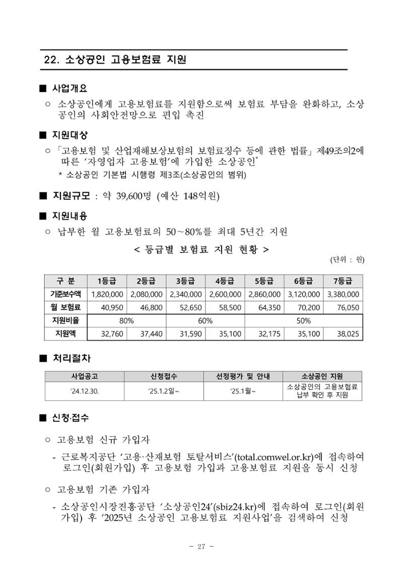 2025년 소상공인 지원사업 통합 공고 27페이지