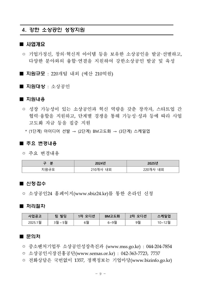 2025년 소상공인 지원사업 통합 공고 9페이지