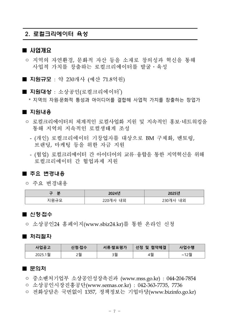 2025년 소상공인 지원사업 통합 공고 7페이지