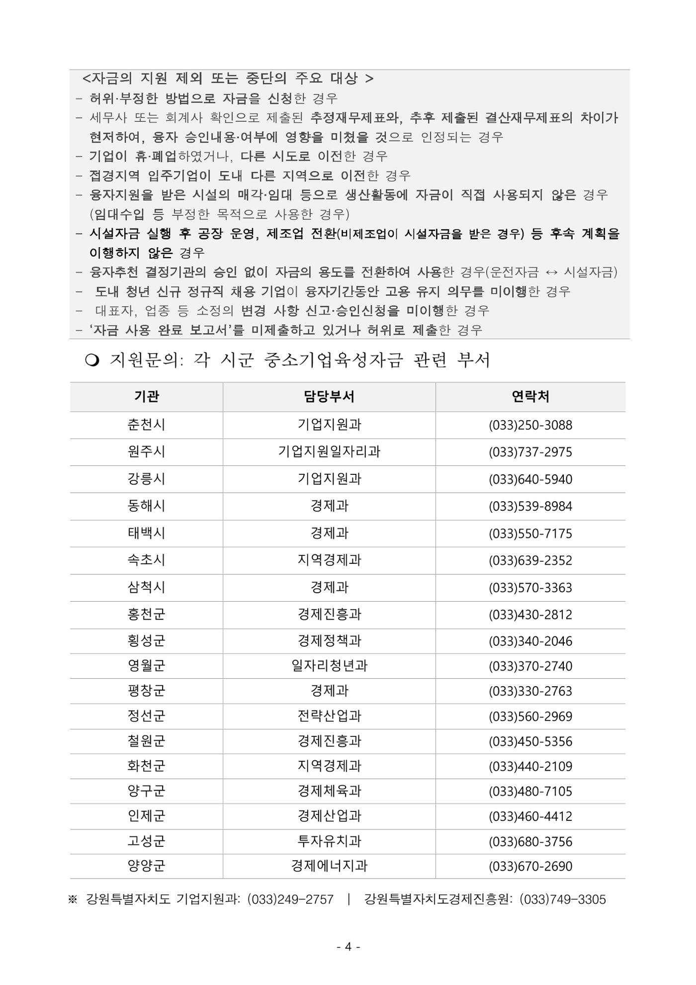 2025년 강원특별자치도 중소기업육성자금 지원계획 공고 4페이지