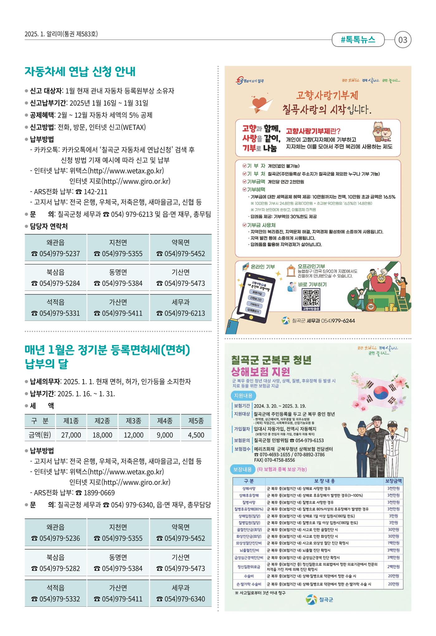 [희망칠곡] 2025년 1월호 알리미 3페이지