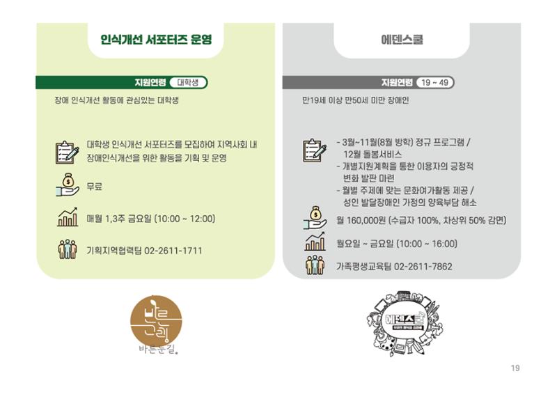 2025년 에덴장애인종합복지관 사업안내 19페이지