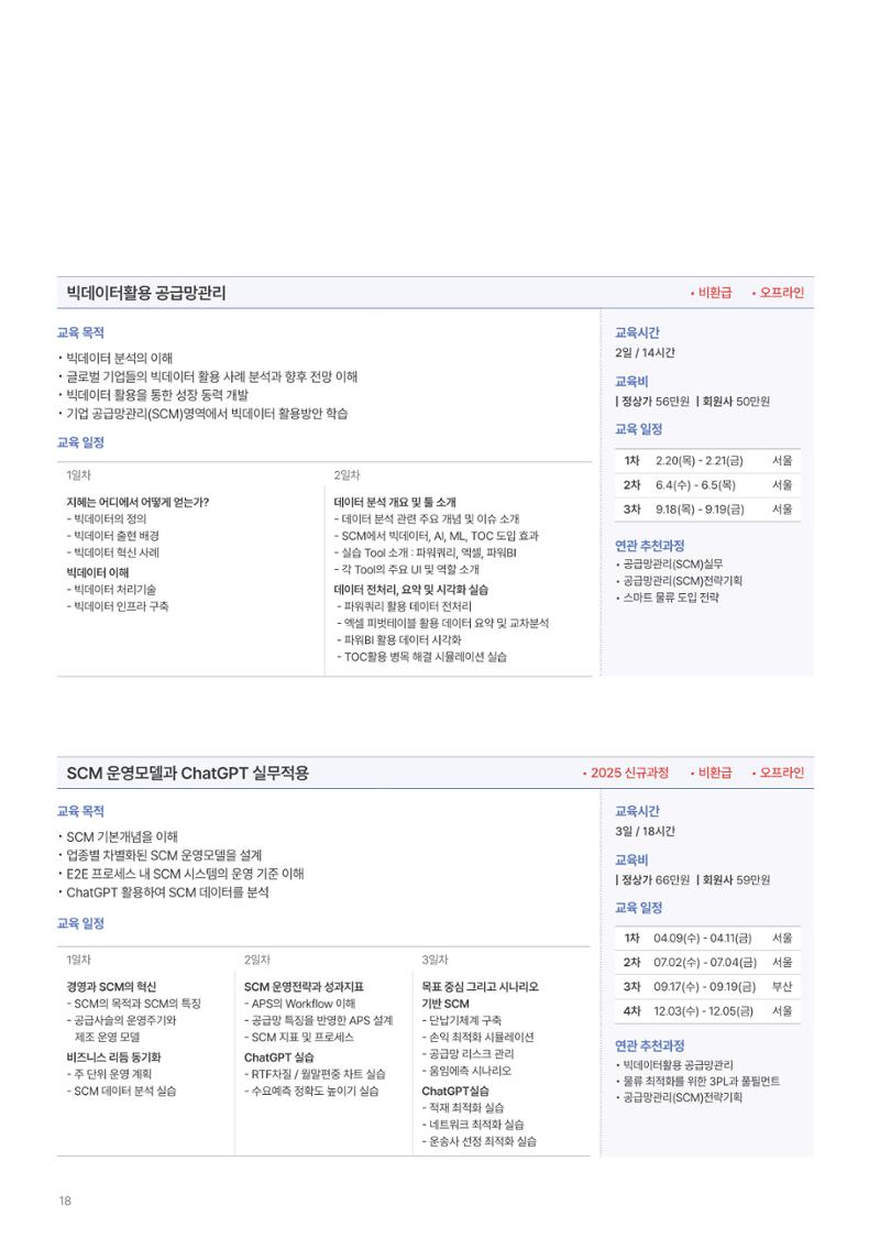 [한국생산성본부] 유통·물류·SCM·무역 부문 공개교육 안내(2025)  20페이지