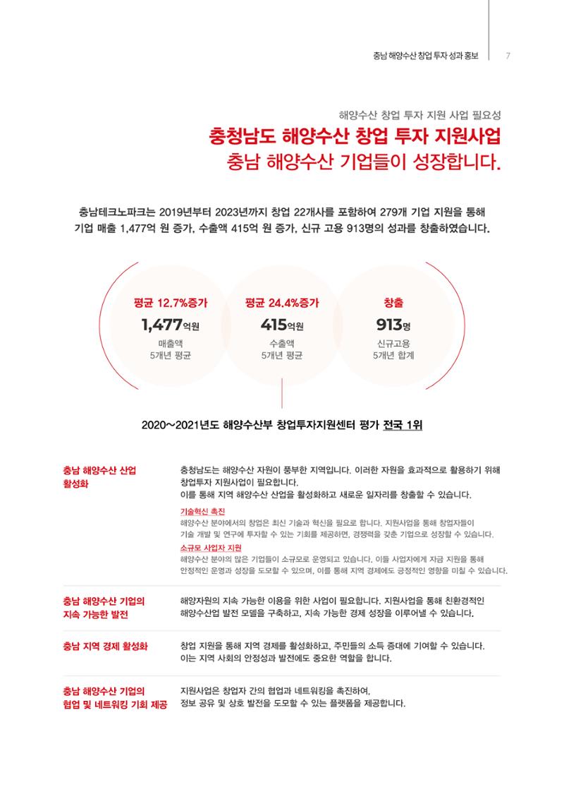 「충남 해양수산 창업투자지원사업」성과홍보집 7페이지