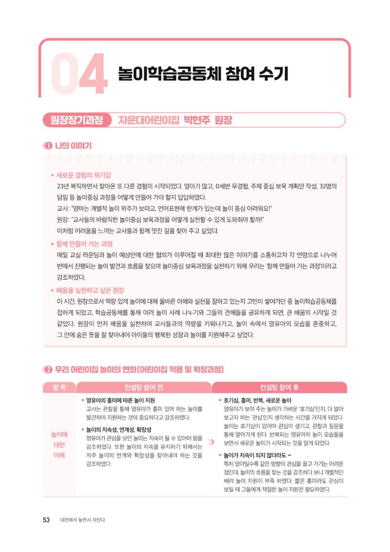 대전광역시육아종합지원센터 2024 보육과정컨설팅 사례집 51페이지