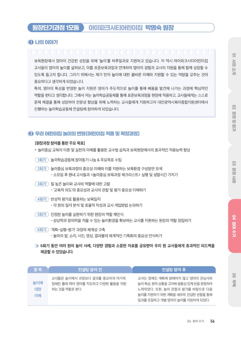대전광역시육아종합지원센터 2024 보육과정컨설팅 사례집 54페이지
