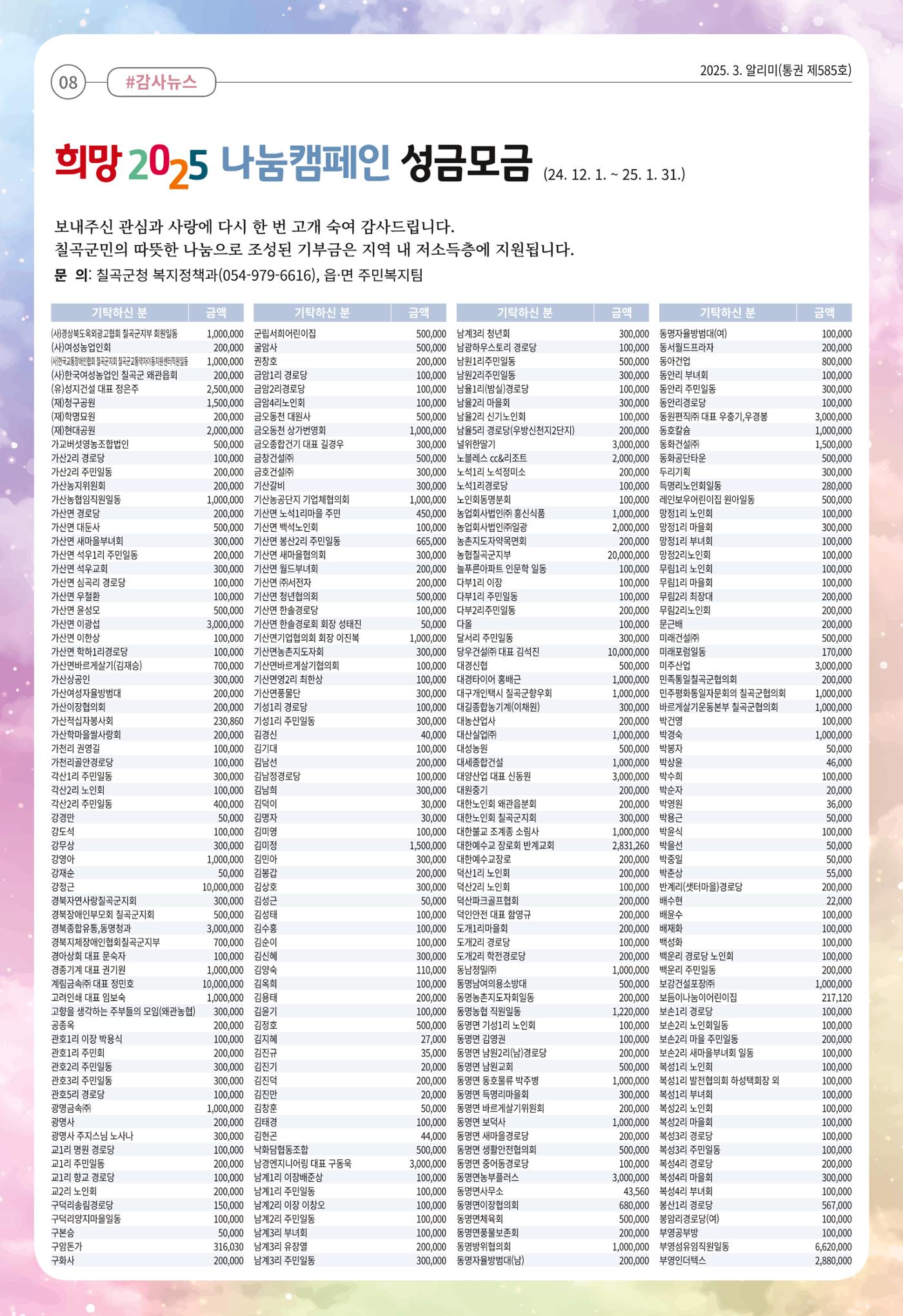 [희망칠곡] 2025년 3월호 알리미 8페이지