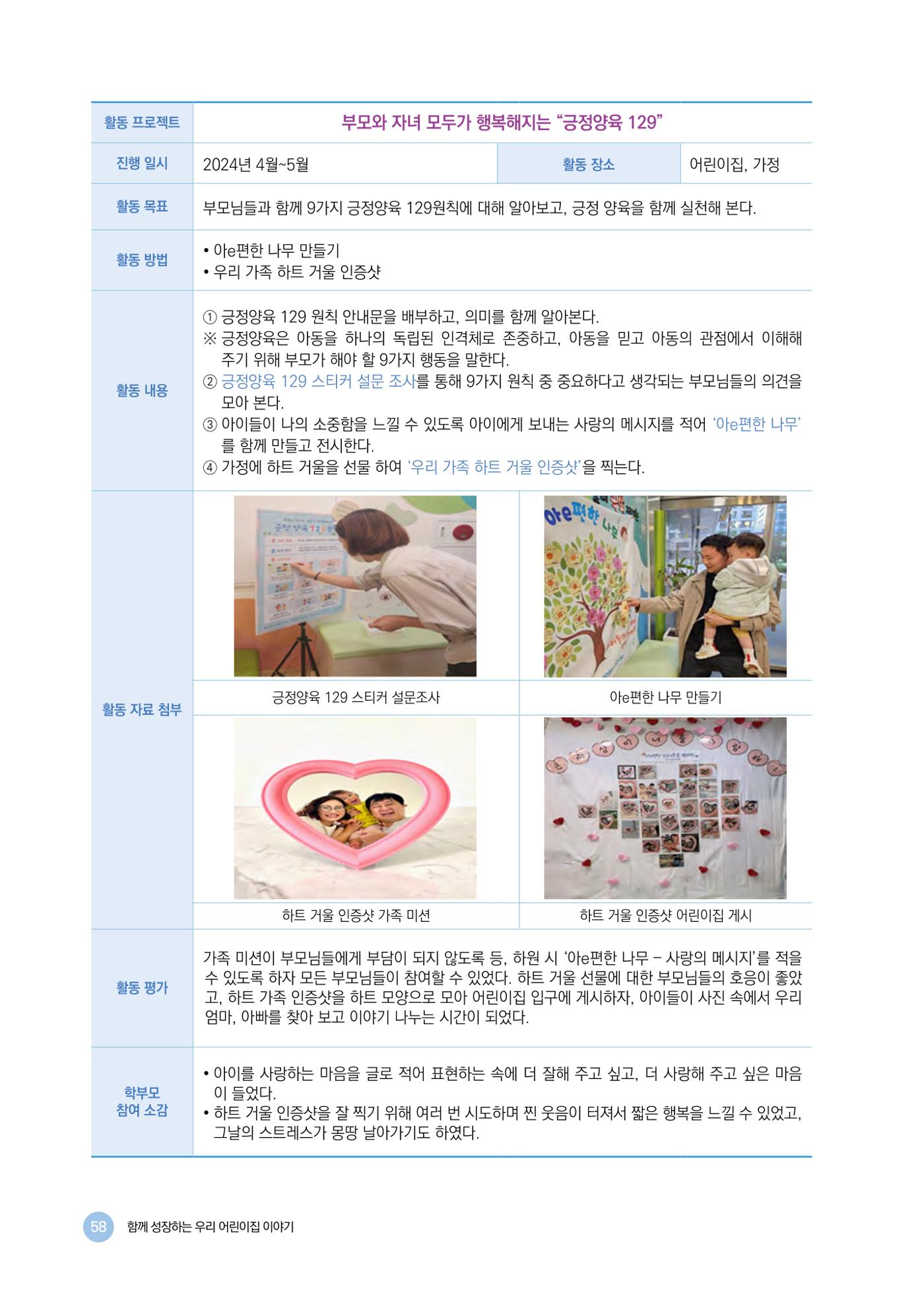 2024년 어린이집 우수 사례 「함께 성장하는 우리 어린이집 이야기」 61페이지