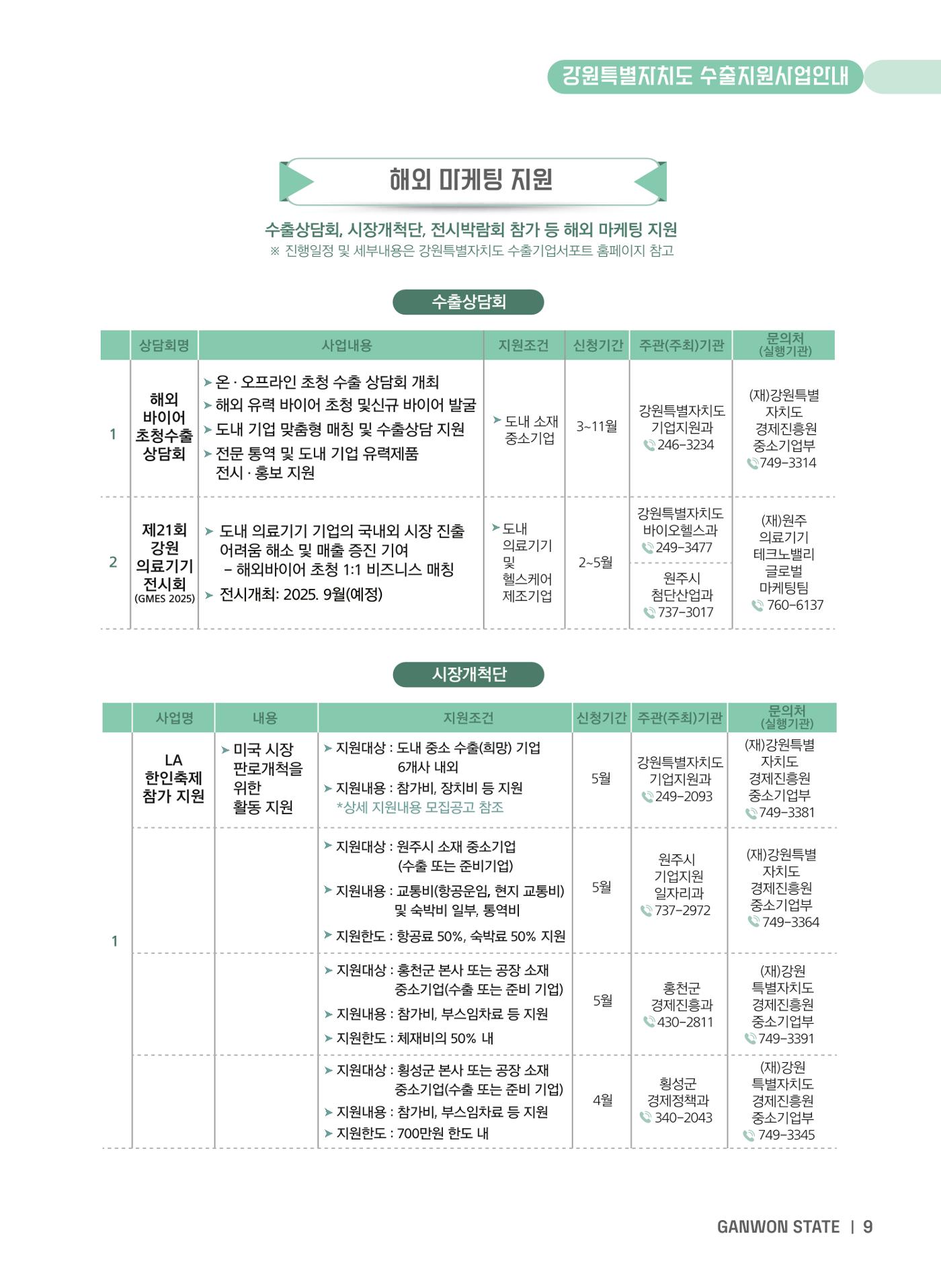 2025 강원특별자치도 수출지원사업 안내 9p