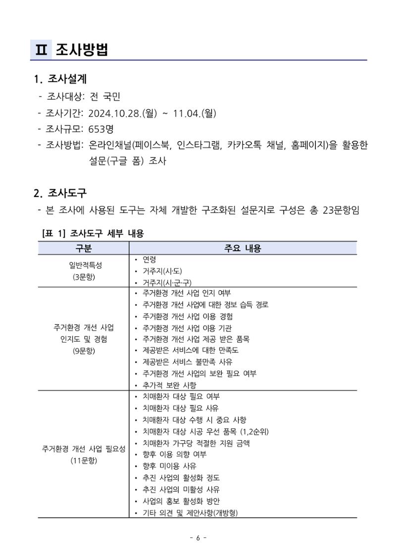 (치매정책) 주거환경 개선 사업 설문조사 결과 보고서 6페이지