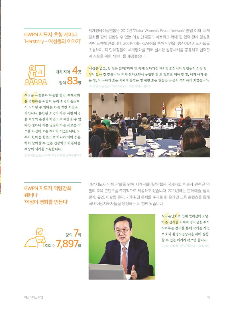 2021 세계평화여성연합 연차보고서 16페이지