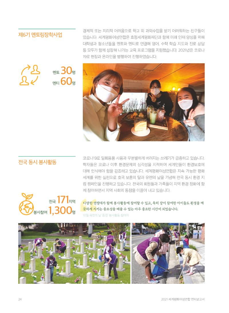 2021 세계평화여성연합 연차보고서 25페이지