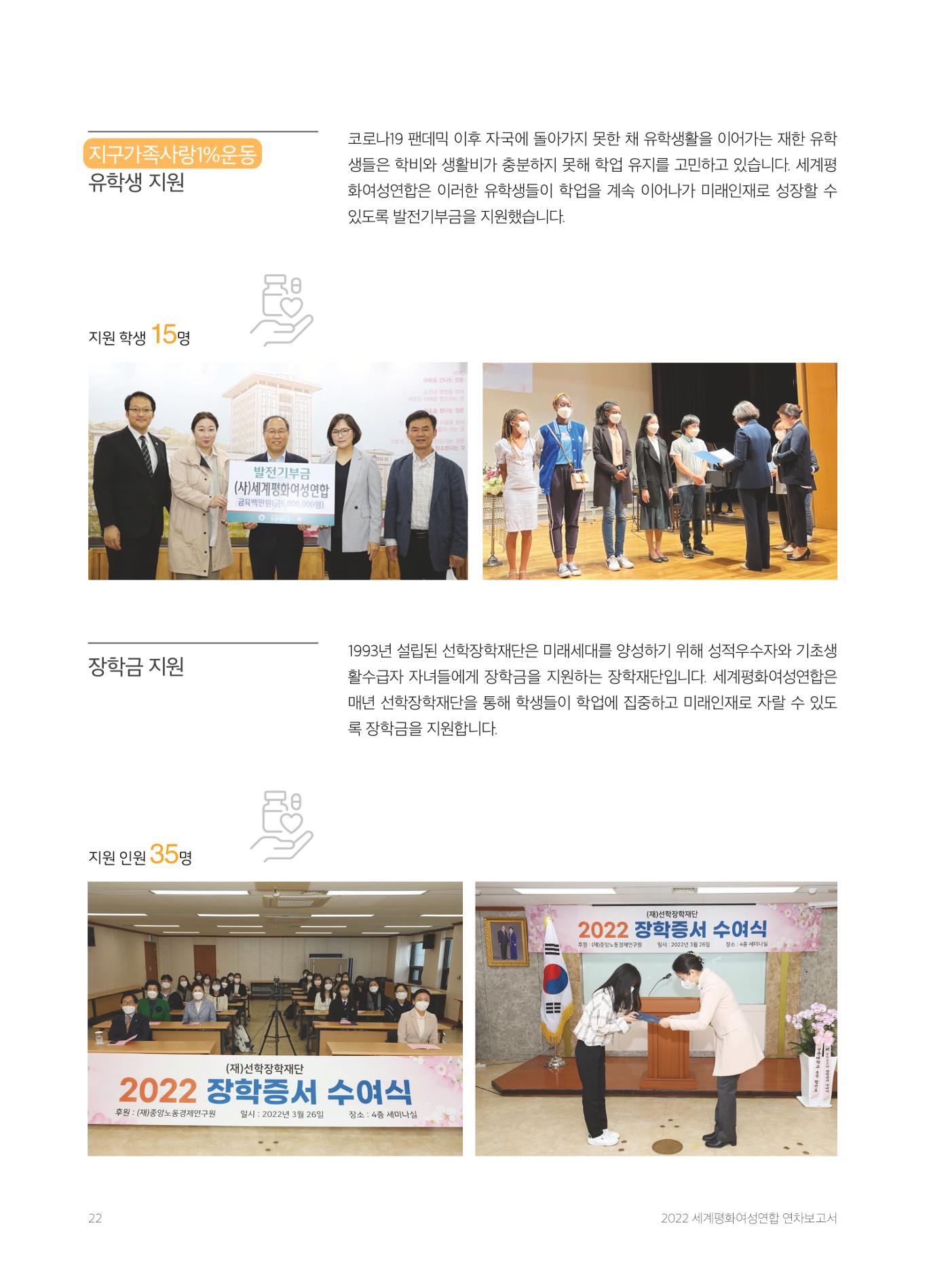 2022 세계평화여성연합 연차보고서 23페이지
