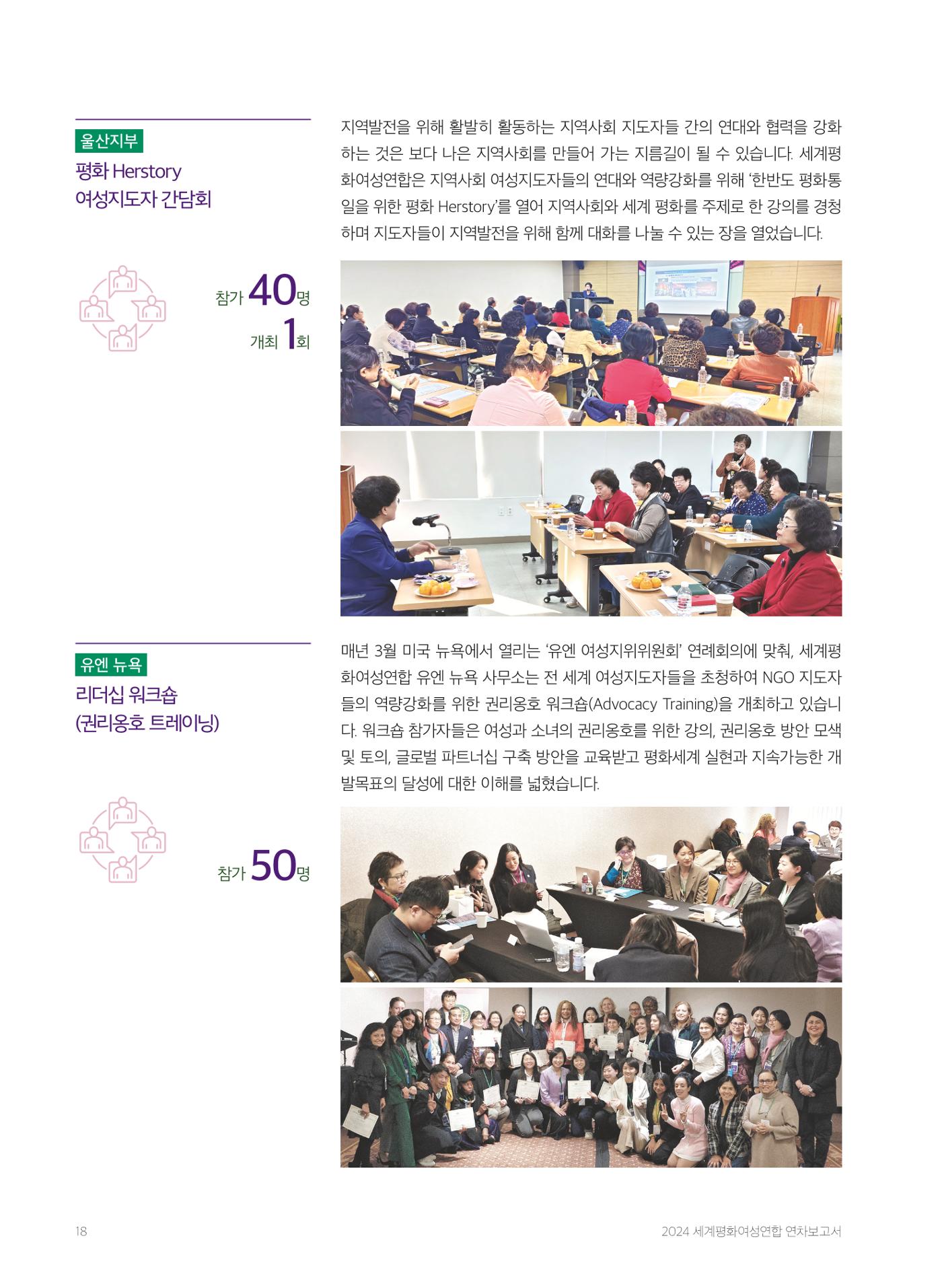 2024 세계평화여성연합 연차보고서 19페이지