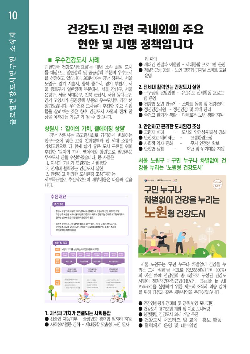 글로컬건강도시연구원 창간호 10페이지