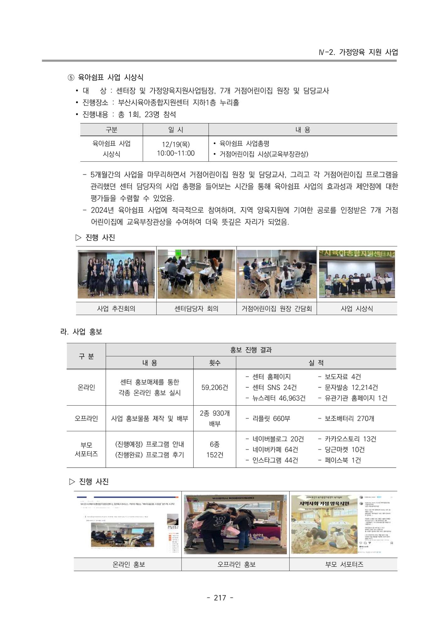 2024년도 부산광역시육아종합지원센터 운영결과보고서 219페이지