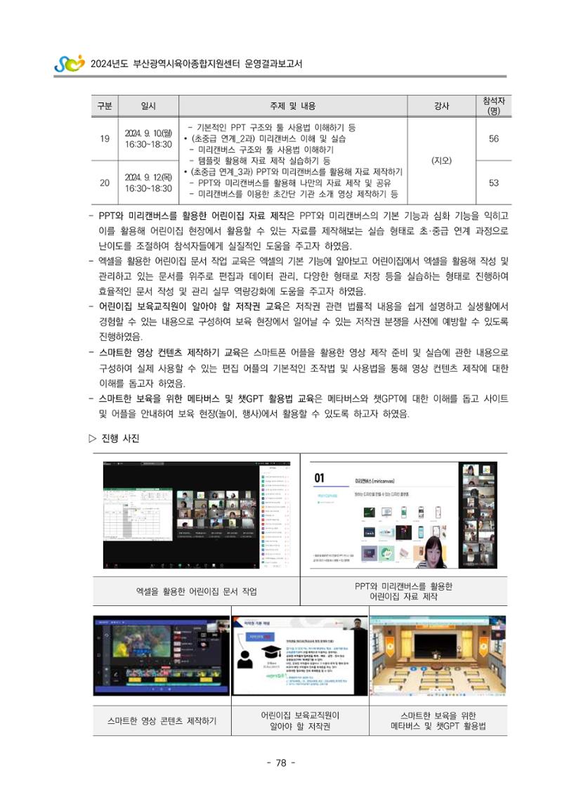 2024년도 부산광역시육아종합지원센터 운영결과보고서 80페이지