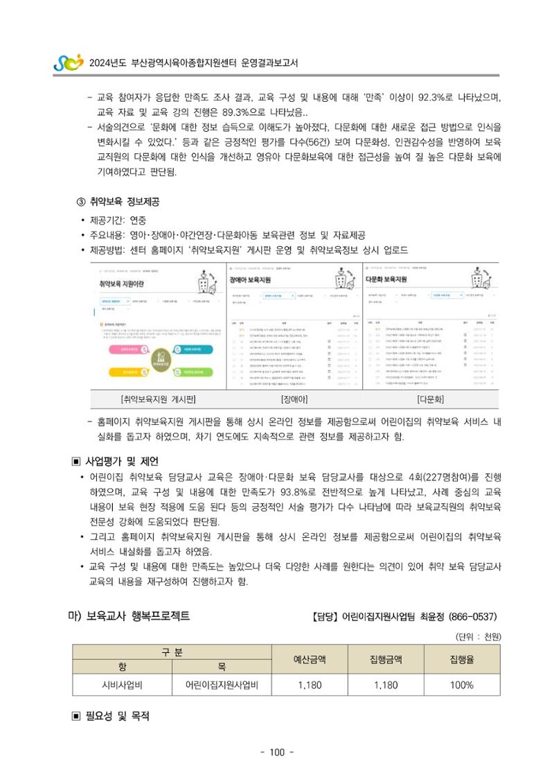 2024년도 부산광역시육아종합지원센터 운영결과보고서 102페이지