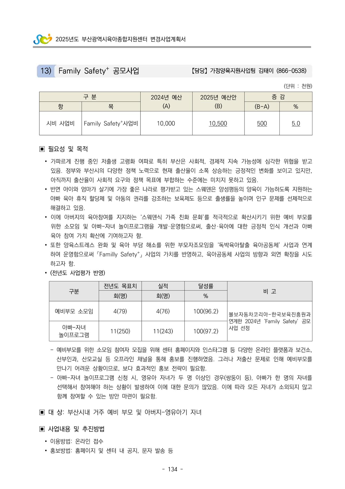 2025년도 부산광역시육아종합지원센터 변경사업계획(안) 136페이지