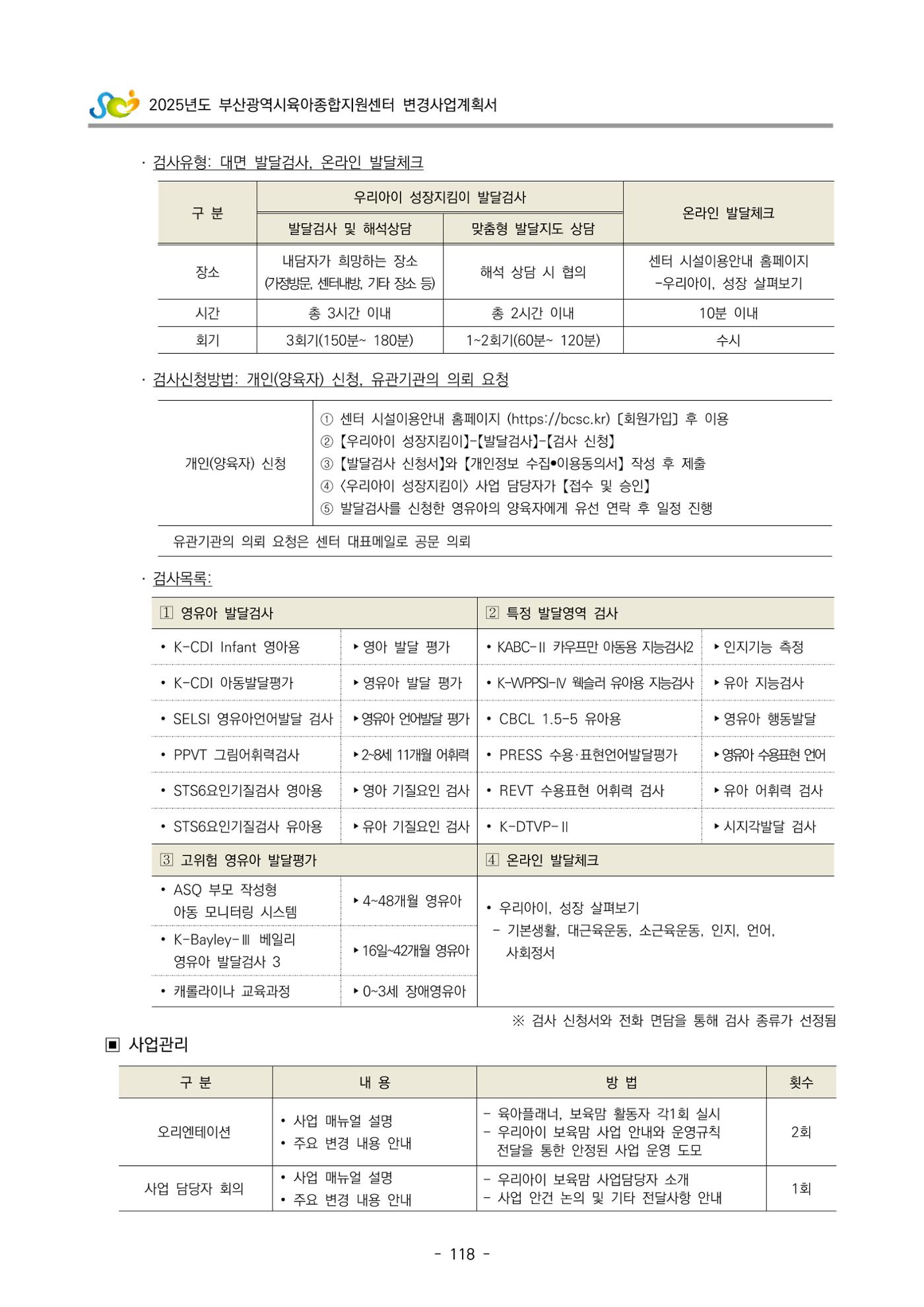 2025년도 부산광역시육아종합지원센터 변경사업계획(안) 120페이지