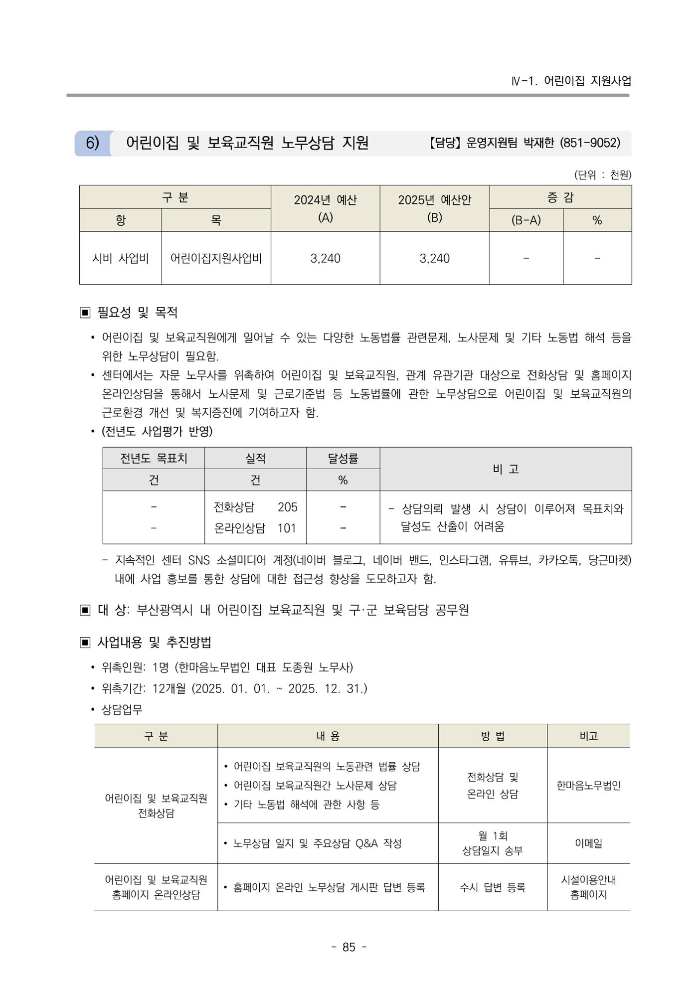 2025년도 부산광역시육아종합지원센터 변경사업계획(안) 87페이지