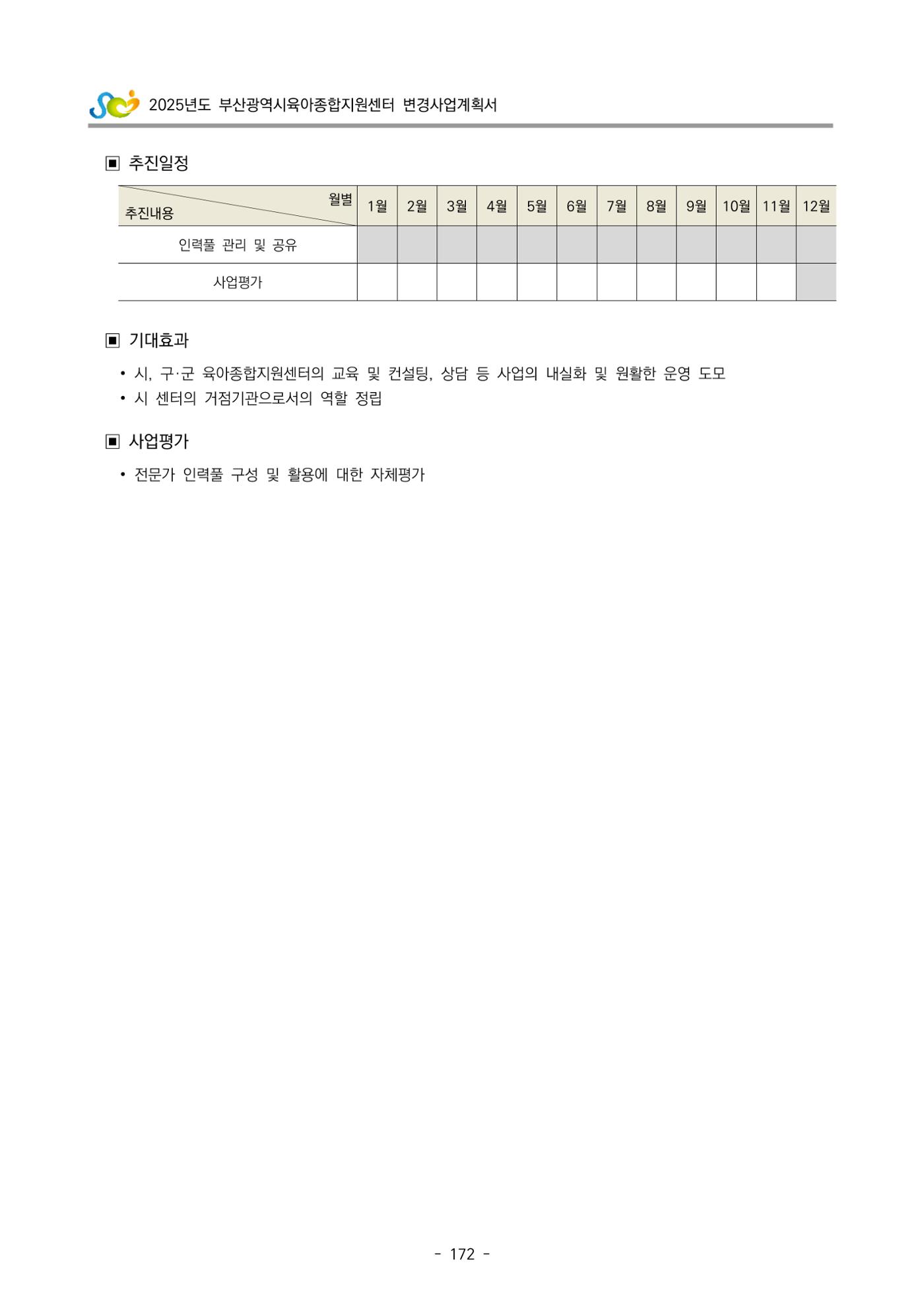 2025년도 부산광역시육아종합지원센터 변경사업계획(안) 174페이지