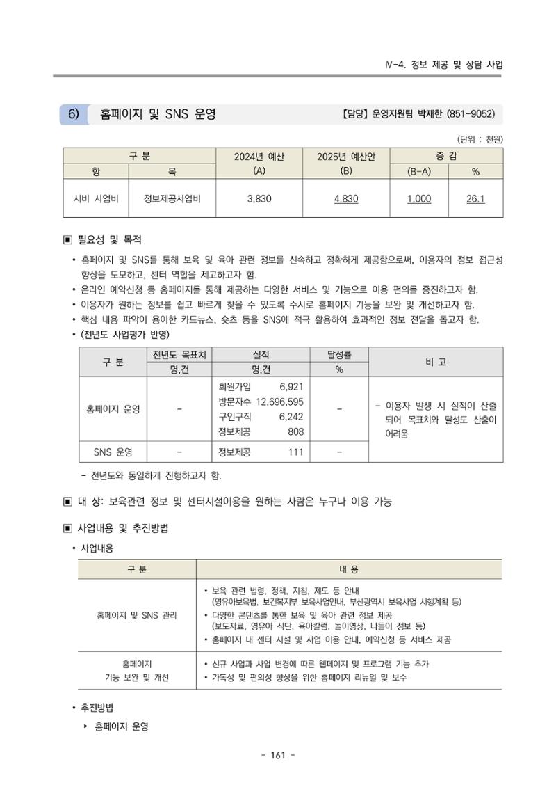 2025년도 부산광역시육아종합지원센터 변경사업계획(안) 163페이지