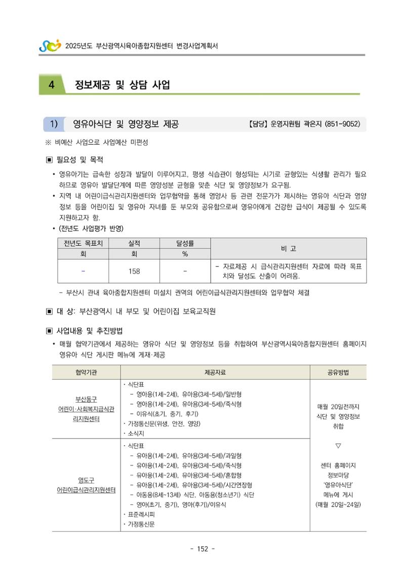 2025년도 부산광역시육아종합지원센터 변경사업계획(안) 154페이지